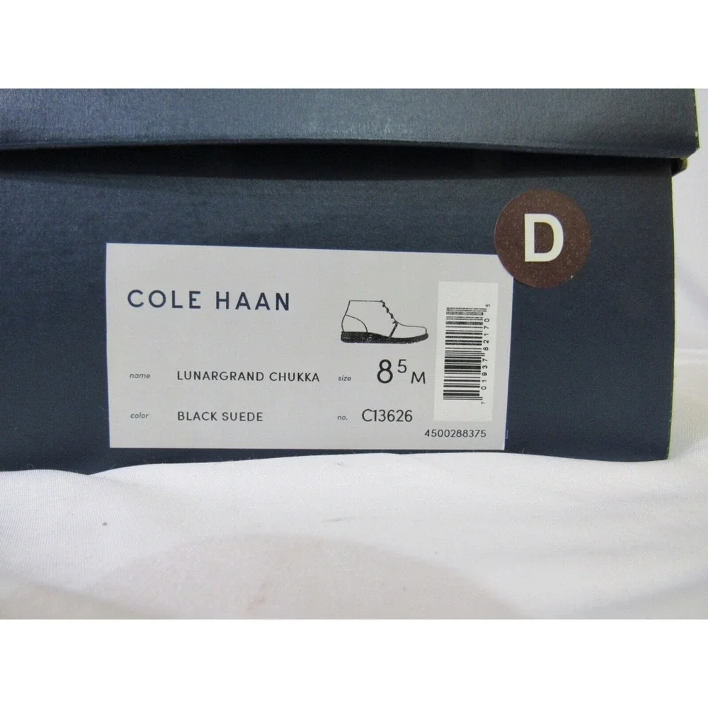Cole Haan Chukka Boots Sz 8.5 M Lunargrand‎ Black Suede Lace Up Casual Grand Os